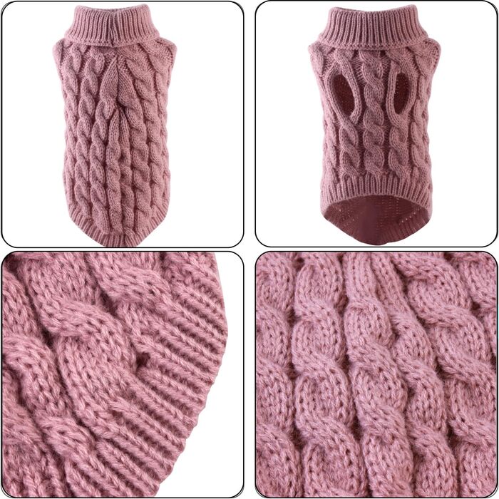 Пуловер для собак на зиму: теплий, м'який, з високим коміром, для малих, середніх та великих собак, кошенят (S, рожевий)