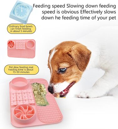 Килимок для собак - годівниця-лизунчик | Килимок для цуценят | Силіконовий килимок для годування собак | Миска для собак з кормом (Рожевий)