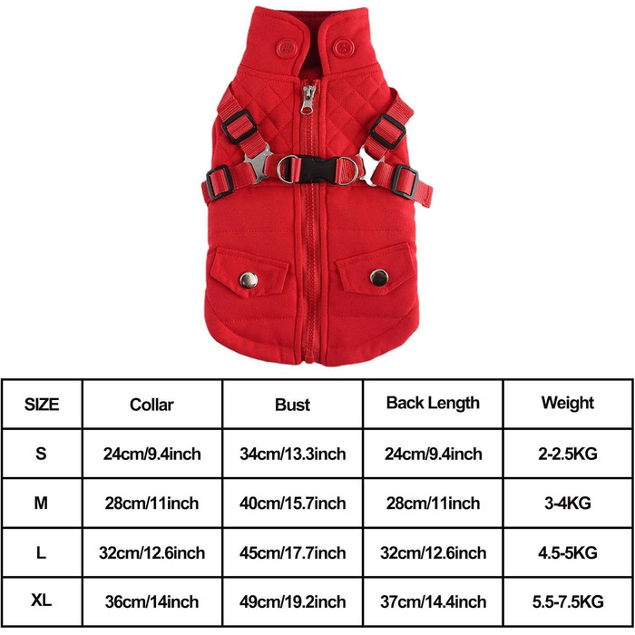 Зимова куртка для собак Huiba: тепла, водонепроникна та вітронепроникна, червона, XL