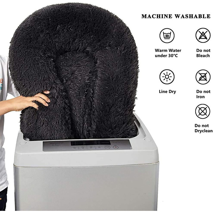 Лежанка для собак великих та середніх порід, чорна, 80 см, знімний чохол, неслизький низ