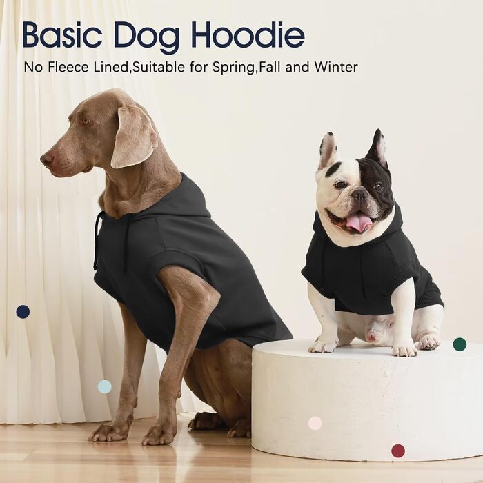 Світшот для собак IECOii з капюшоном, чорний, M-4XL (115см)