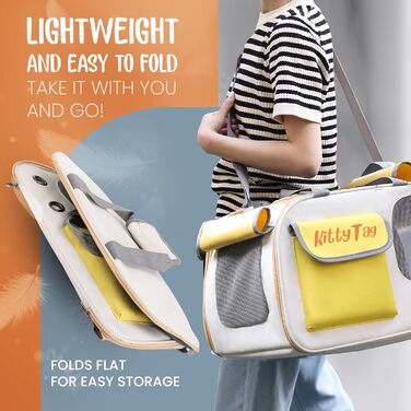 Сумка-переноска для тварин, цуценят, маленьких собак, котів, водонепроникна, преміум-шкіра PU, для прогулянок, подорожей, активного відпочинку, шопінгу (Жовта)