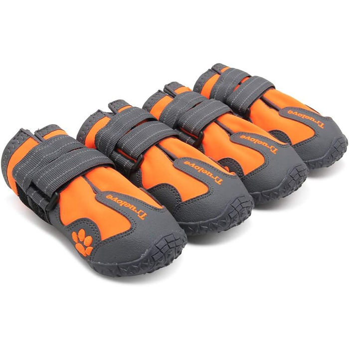 Чоботи для собак Truelove, водонепроникні, з світловідбиваючими ременями, зелені та помаранчеві (4 шт.)