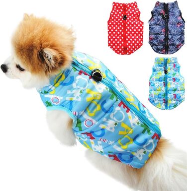 Зимовий теплий накид для собак Doubleer: водонепроникний, вітронепроникний, з блискавкою. XS, S, M, L. Колір: світло-блакитний.