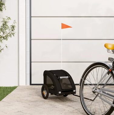 Причіп для велосипеда: вантажний, складний, для собак, чорний, Oxford-Gewebe, до 30 кг, з прапорцем та сумкою