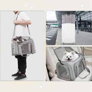 Транспортна сумка для кота та собаки, 7 кг, складана переноска середнього розміру, 45x30x30 см, сіра