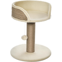 Кігтеточка PawHut для котів 49 см: кігтечопляльний комплекс з іграшкою, сизалеві стовпи, платформа, для маленьких котів (колір кавовий)