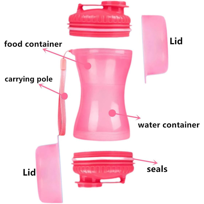 Водяна пляшка для собак з дозатором води та контейнером для корму, ідеальна для прогулянок та подорожей