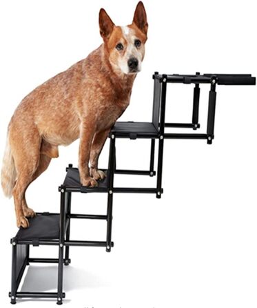 Рампа для собак Homewell - складана, до 70 кг, регульована, для малих, середніх та великих собак, легка у зберіганні (чорна)