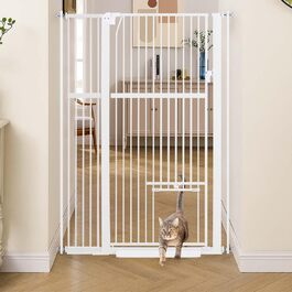 Кіт-загороджувач Unipaws для дверей та сходів, 142 см, з дверцятами для котів, ширина 95-105 см, білий