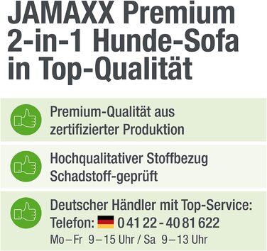 JAMAXX Преміум ортопедичний диван для собак 2-в-1, меморі фоам, знімний чохол, фліс, 65x50 см, сірий