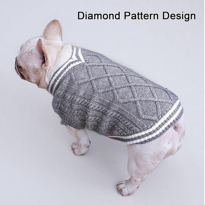 Теплий пуловер для собак, пуловер для цуценят, пуловер для чихуахуа, бульдога, коргі, французького бульдога (Сірий, XXX-Large)