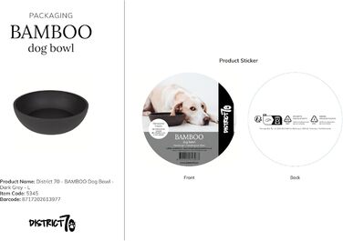 Миска для собак District 70 Bamboo - Темно-сіра, маленька (14 x 14 x 5,2 см, 570 мл)