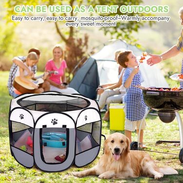 Клітка-забіг для цуценят та собак, складана, сірого кольору, 73x73x43 см