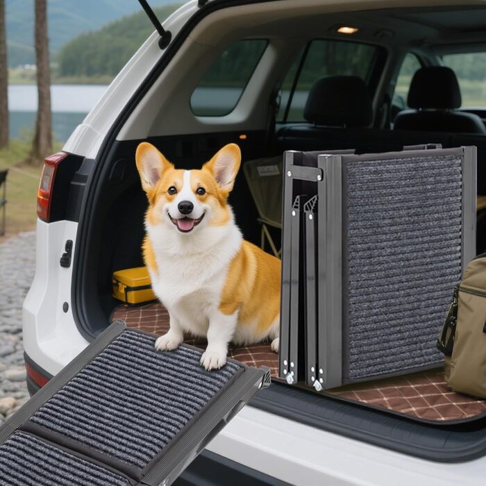 Східці для собак Hunderampe: розкладні, довгі, з антиковзким килимком, до 110 кг, для авто, SUV, позашляховиків, вантажівок, 170×44 см