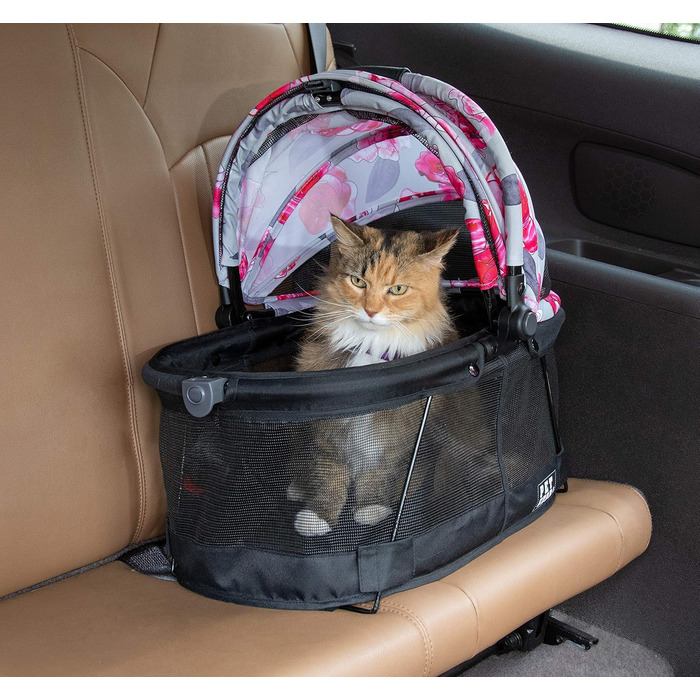 Переноска і автокрісло для маленьких собак і котів Pet Gear View 360 з сітчастою вентиляцією, квітковий принт