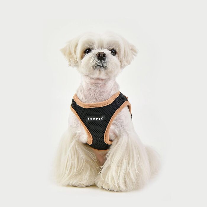 Шлейка для собак Puppia Soft Vest Harness B II чорного кольору, розмір L, вага 90 г