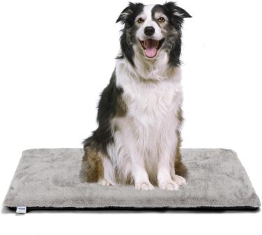 Nobleza Самогріюча килимок для собак та котів, тепла підстилка для домашніх тварин на зиму, м'яке ліжко для собак з Memory Foam, знімний, м'який плюшевий чохол, сірий, 91x58x4 см
