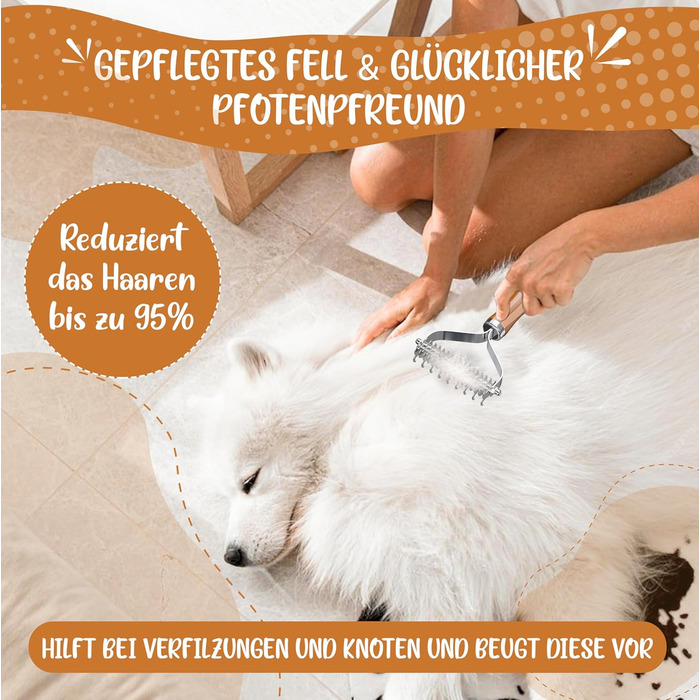 Двостороння щітка для собак та котів 2в1: щітка для підшерстка та гребінець для підшерстка, бамбук, розмір M-L