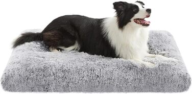 Ліжко для собак Feandrea, м'яка подушка, плюшевий килимок, 122 x 74 см, м'яка підкладка, можна прати, багатофункціональне, PGW204K01 (L 105 x B 68 x H 10 см, Омбре-сірий)