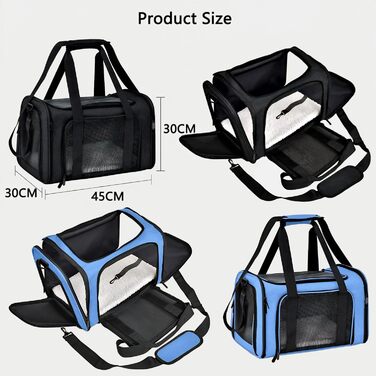 Транспортна сумка HOCLAUHO для кота та собаки, велика, портативна, складна, дихаюча, для подорожей, чорна