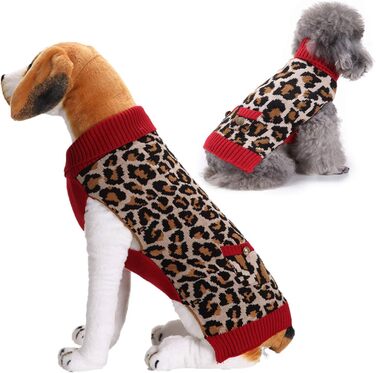 Теплий зимовий пуловер для собак з леопардовим принтом, для дівчаток та хлопчиків, великих, середніх та маленьких порід