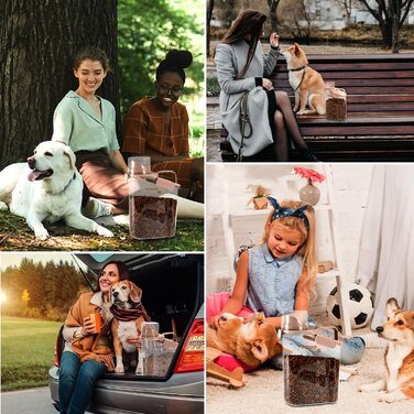 Контейнер для корму для собак і котів, 2,8 л, герметичний, з мірним стаканчиком, BPA-free, для дому та подорожей