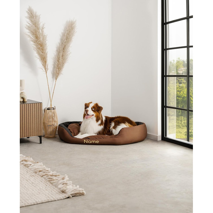 Крісло-ліжко для собак та котів Lionto 4-в-1 з поворотним подушкою, 85x70 см, міцний оксфорд, водонепроникне, з глибоким входом, з декоративною подушкою (чорний/коричневий)