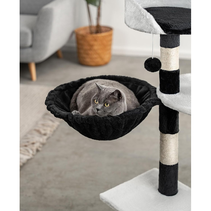 Лежанка для кота з м'якого плюшу на котячий будиночок/крізьбаум, Ø 40 см, 25 см глибина, зручна глибока лежанка з металевим каркасом, підходить для маленьких та великих котів, чорна