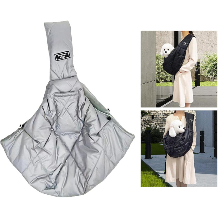 Сумка-переноска для собак та котів, зимова, з м'яким ременем, через плече, для маленьких тварин (Світло-сіра)