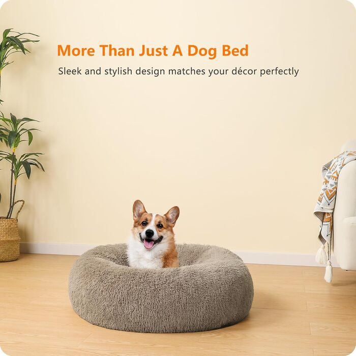 Ортопедичне ліжко для собак, круглий пуф-кіготь, софа для котів та собак, м'який кошик для собак, 70 см Ø, верблюжий колір, розмір 70x70x20 см