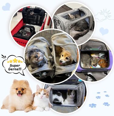 Транспортна сумка для кота та собаки до 5 кг, складана, з плечовим ременем, 50 x 34 x 34 см, темно-синій