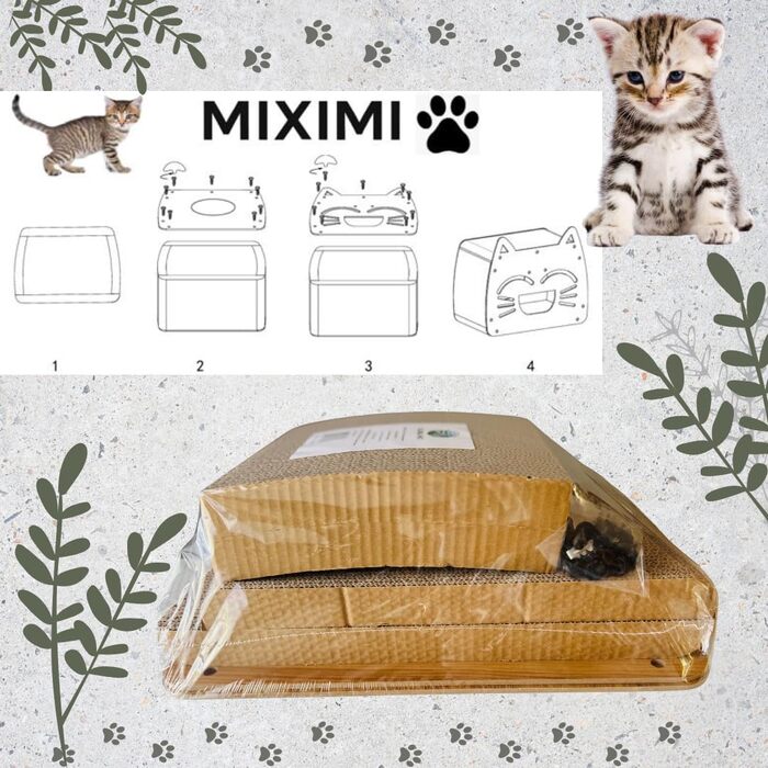 Будиночок для котів та кігтеточка Klein - екологічні меблі з картону, легкі, стабільні та компактні. Ідеально для маленьких квартир та котів будь-якого віку