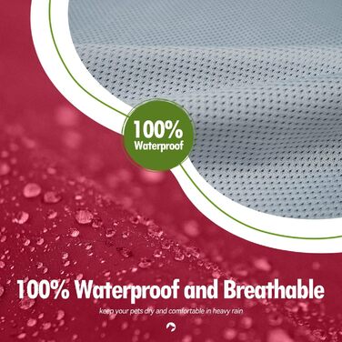 Водонепроникний дощовик для собак Zellar з капюшоном та отвором для нашийника, з безпечними світловідбиваючими смугами, ультралегкий, дихаючий, 100% водонепроникний, червоний, 5XL