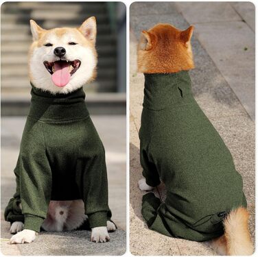 Теплий зимовий одяг для собак LIANZIMAU: флісовий теплий костюм з ніжками для малих, середніх та великих собак, зелений, розмір M