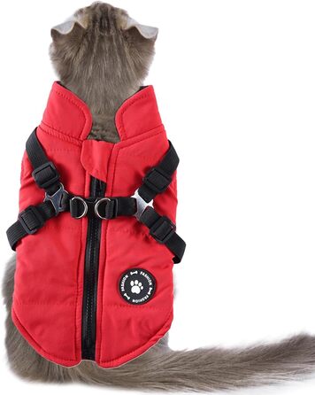 Зимова куртка для маленьких собак: тепла, вітро- та водонепроникна | Червона куртка на блискавці для собак S