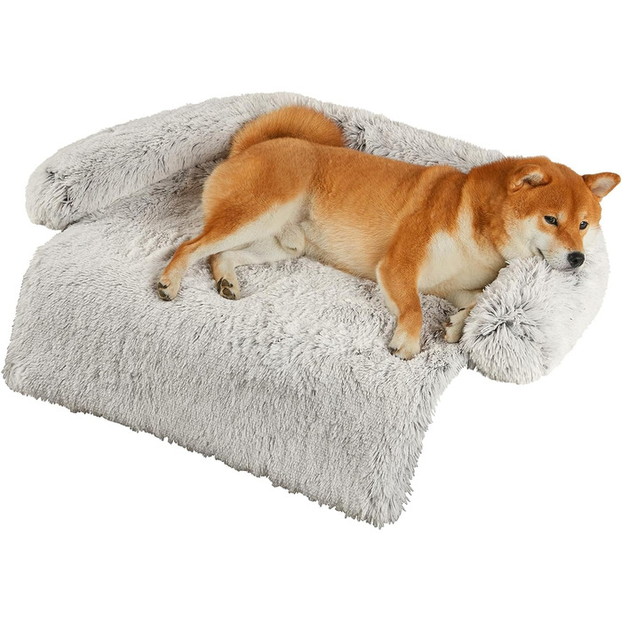 М'яке ліжко для собак з плюшу, ковзаюча, знімний чохол, миється, для маленьких та середніх собак, коврик для собак, лежанка для домашніх тварин, світло-коричневий, 60 x 55 x 10 см