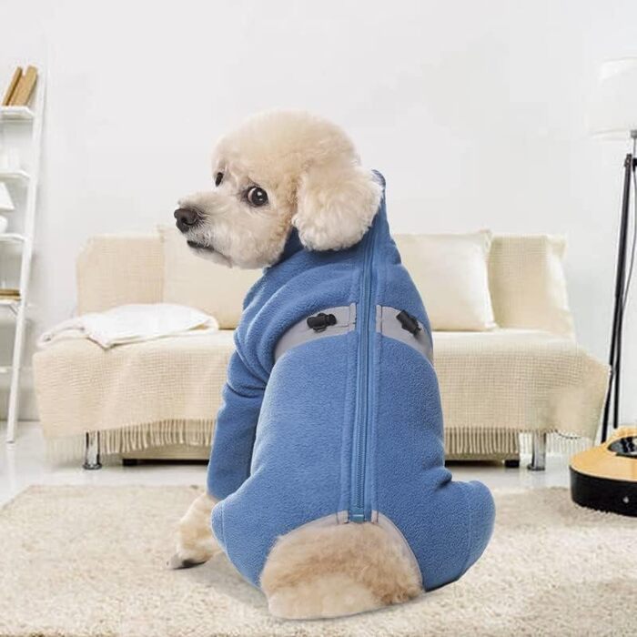 Теплий одяг для собак: куртка, жилет, піжама з флісу для маленьких та середніх собак (синій)