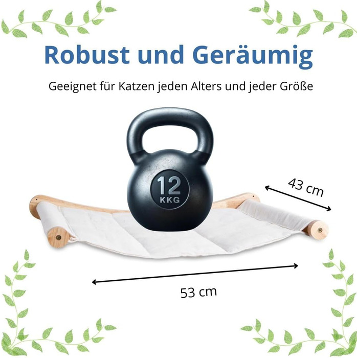 Кішка лежанка на стіну TREKAM - зручна кішка гамак на стіну для котів до 12 кг, елегантна та стійка, частина котячої стіни