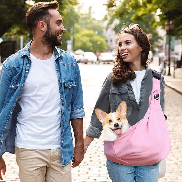 PETCUTE Сумка-переноска для собак до 7.5 кг, рожева, з регульованим ременем та передньою кишенею