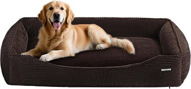 Ліжко для собак з тканини Cord, S/M/L, антиковзаюче, знімний та пральний чохол, м'яке та дихаюче, коричневе, 110 x 85 x 27 см