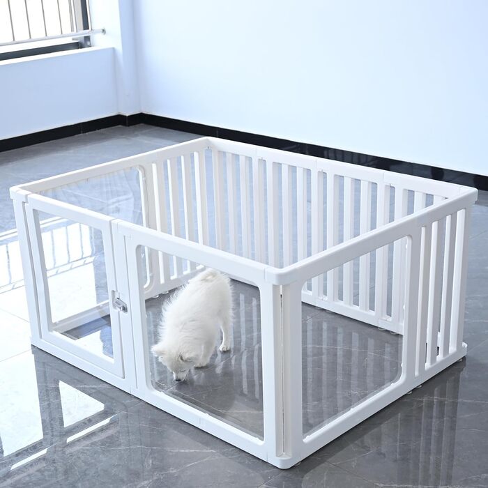 Laufstall для собак та цуценят WOOQOTT: безпечний загін з прозорими панелями, 61 см