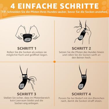 Шкарпетки для собак PICK FOR LIFE 4 шт. Захист лап, антиковзаючі, з клямками для твердих дерев'яних підлог, чорного кольору. Підходять для маленьких, середніх та великих собак.