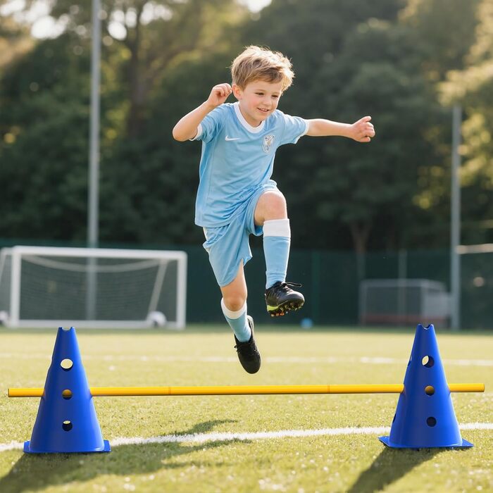 Набір фігур для аджиліті для собак, 12 кілків, 18 стійок, футбольне тренувальне обладнання, сумка в комплекті