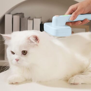 Щітка для грумінгу тварин з нержавіючої сталі 19 см | Самоочисна щітка для котів та собак | Подвійний іонний генератор, гребінець для довгого та короткого волосся | Антистатична щітка для догляду за тваринами