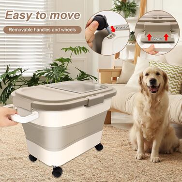 Контейнер для корму для собак та котів, 10 кг, повітряний, BPA-Free, з колесами