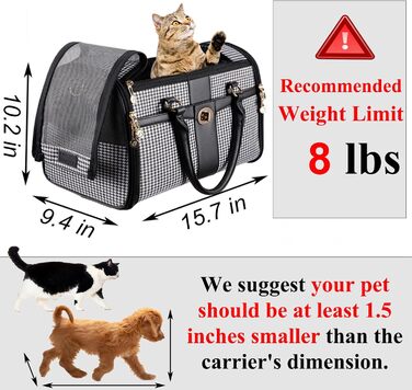 Сумка-переноска для собак NewEle Fashion, чорна, для маленьких собак до 4.5 кг, з великими кишенями, підходить для подорожей (авіакомпанії)