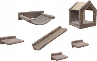 Стіновий ігровий комплекс для котів Kerbl Monte Baldo: будинок, лежанка, полиця та дряпачка (6 елементів)