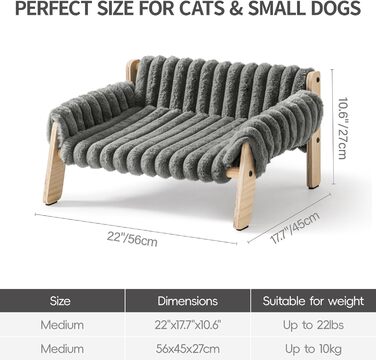 М'яке ліжко-лежанка для котів та маленьких собак EWOOFUN, 56x45 см, сірий колір, знімна та миюча