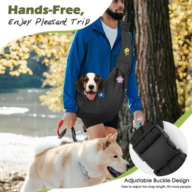 Pawaboo Сумка-переноска для собак та котів, 12lbs, квіти + чорний, регульований ремінь